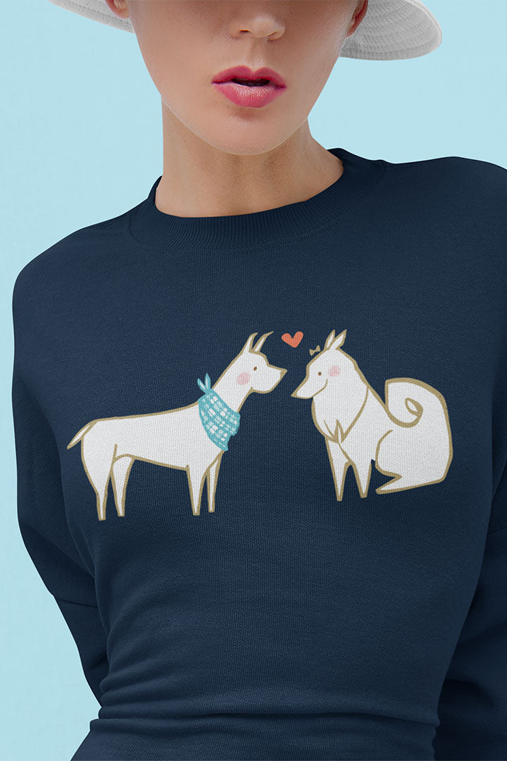 Two Dogs in Love Women's Heavy Blend Crewneck Sweatshirt