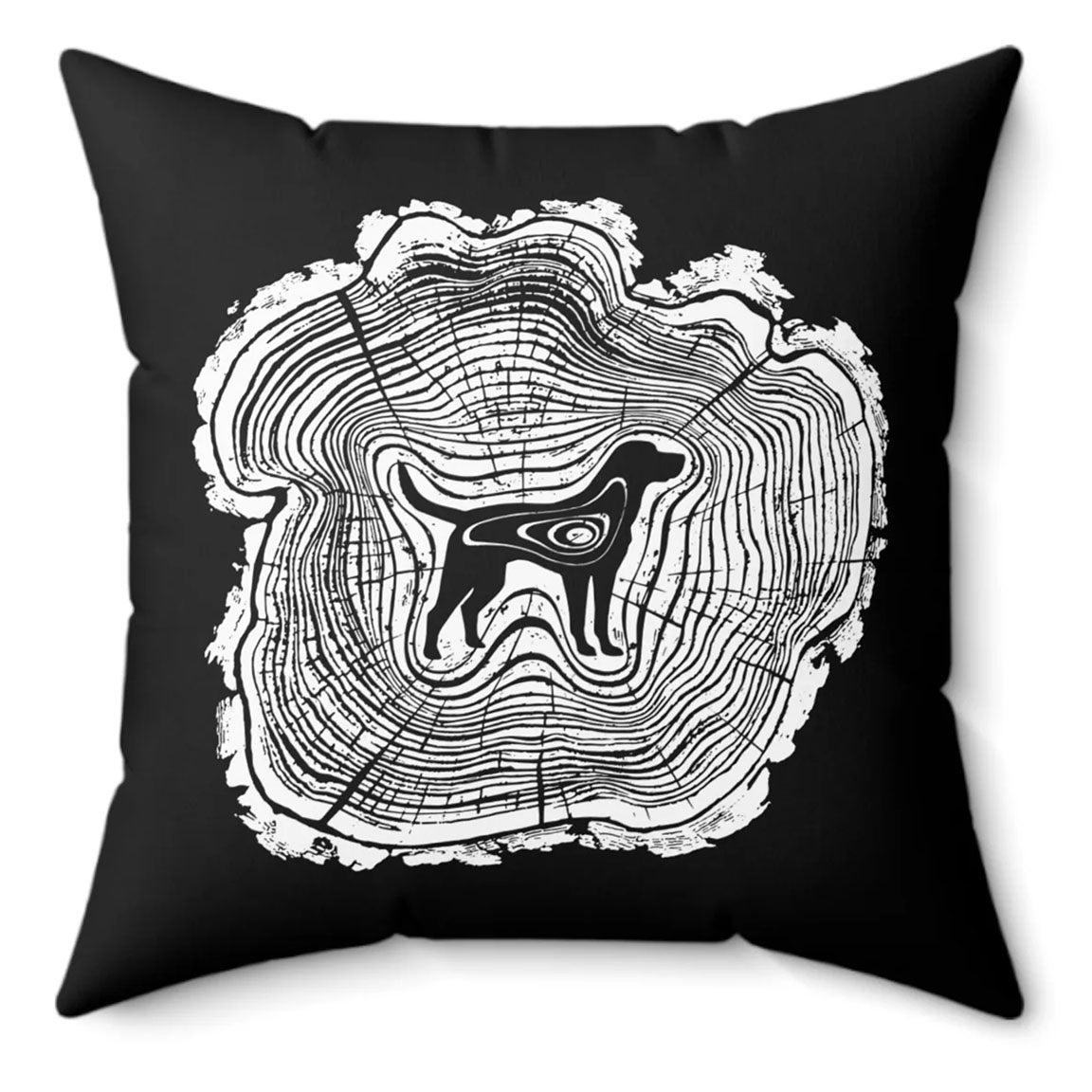 Dogwood on Black Spun Polyester Square Pillow