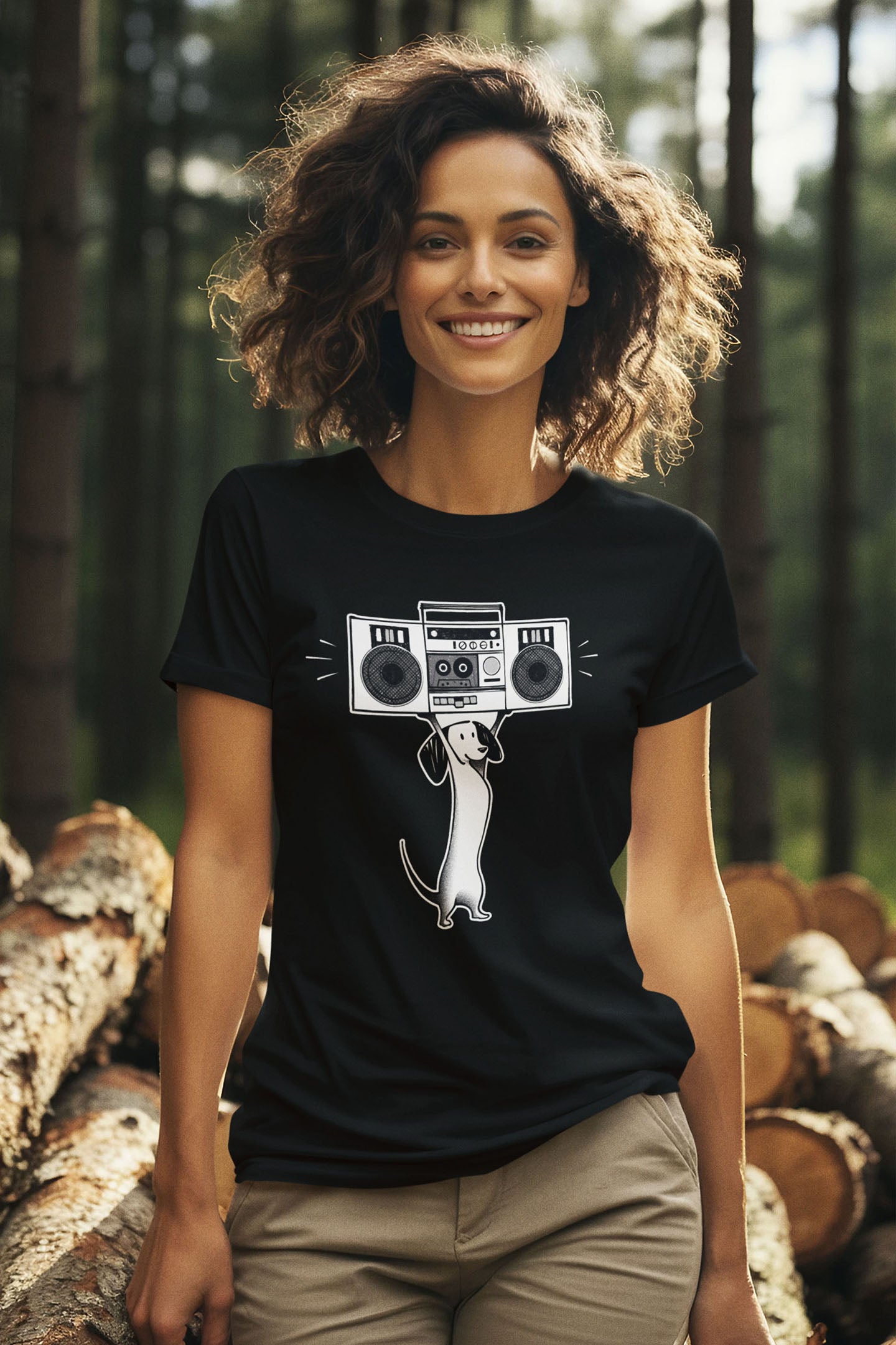 Boombox Dog Women's Fitted Tee