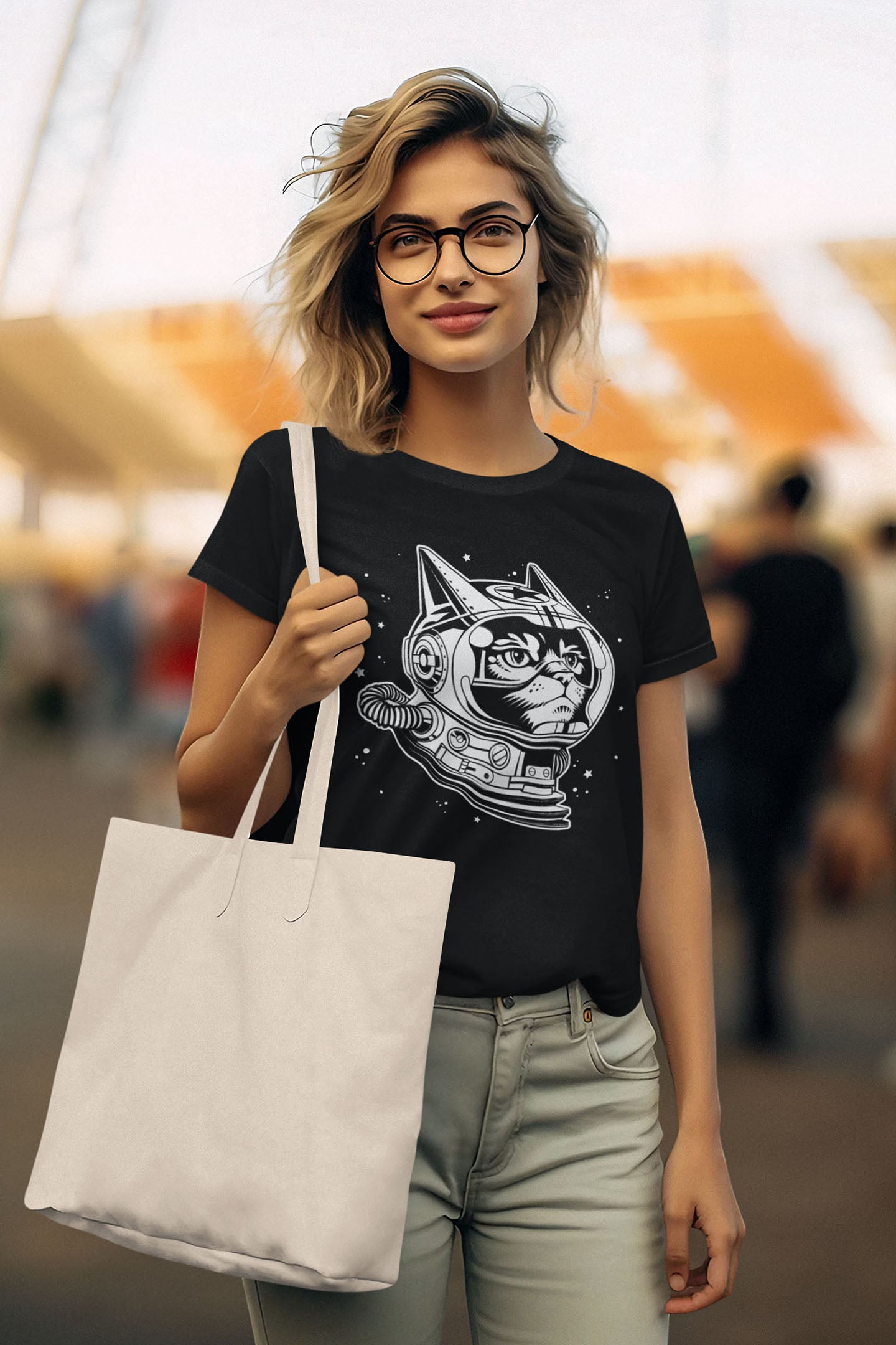 Space Cat Women's Fitted Tee