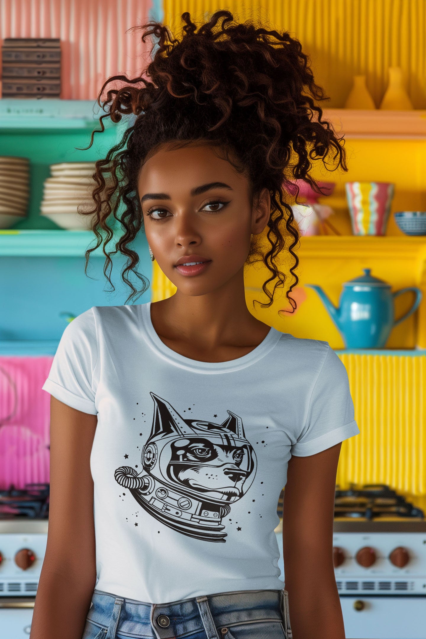 Space Dog Women's Fitted Tee