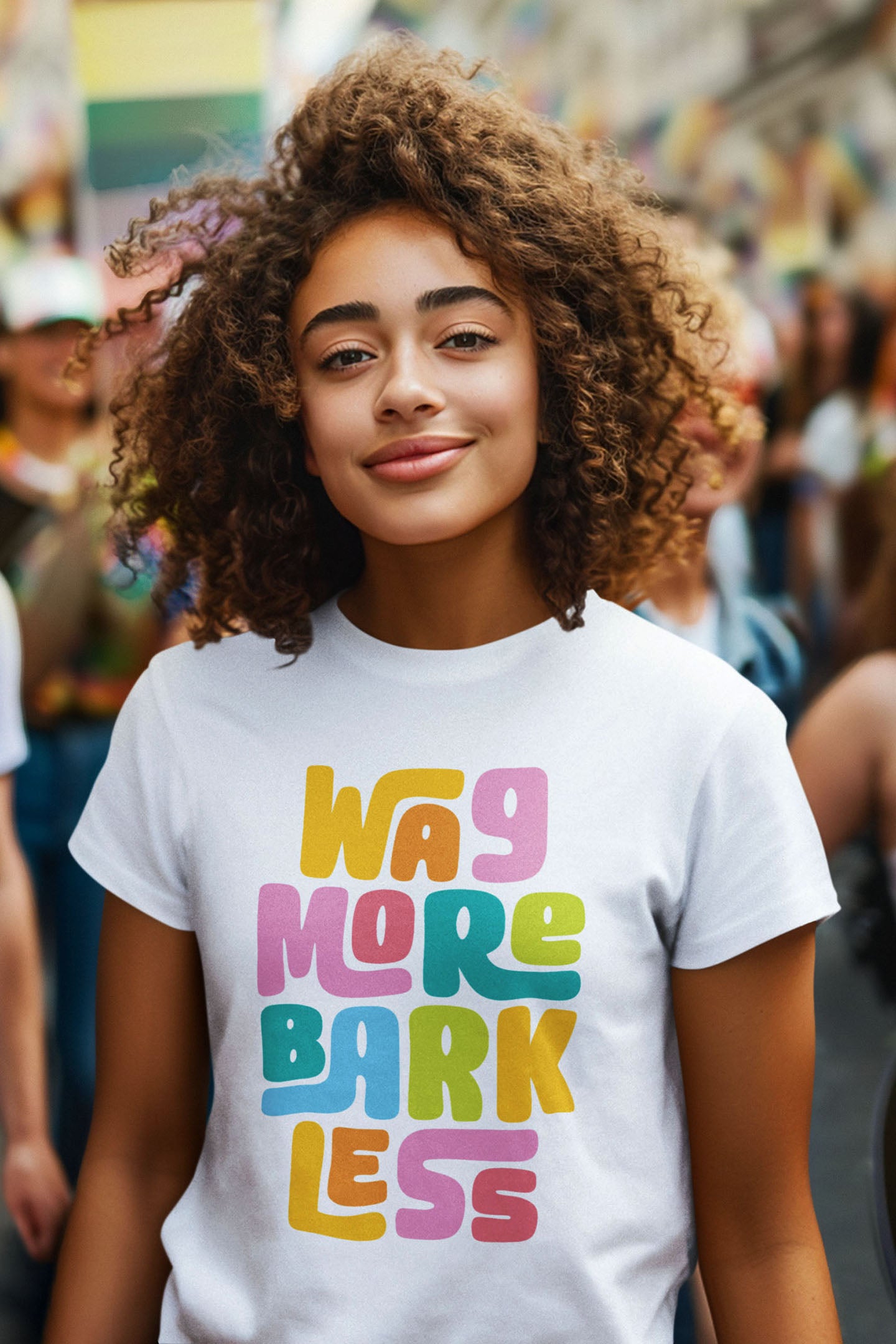 Colorful Wag More Bark Less Women's Fitted Tee