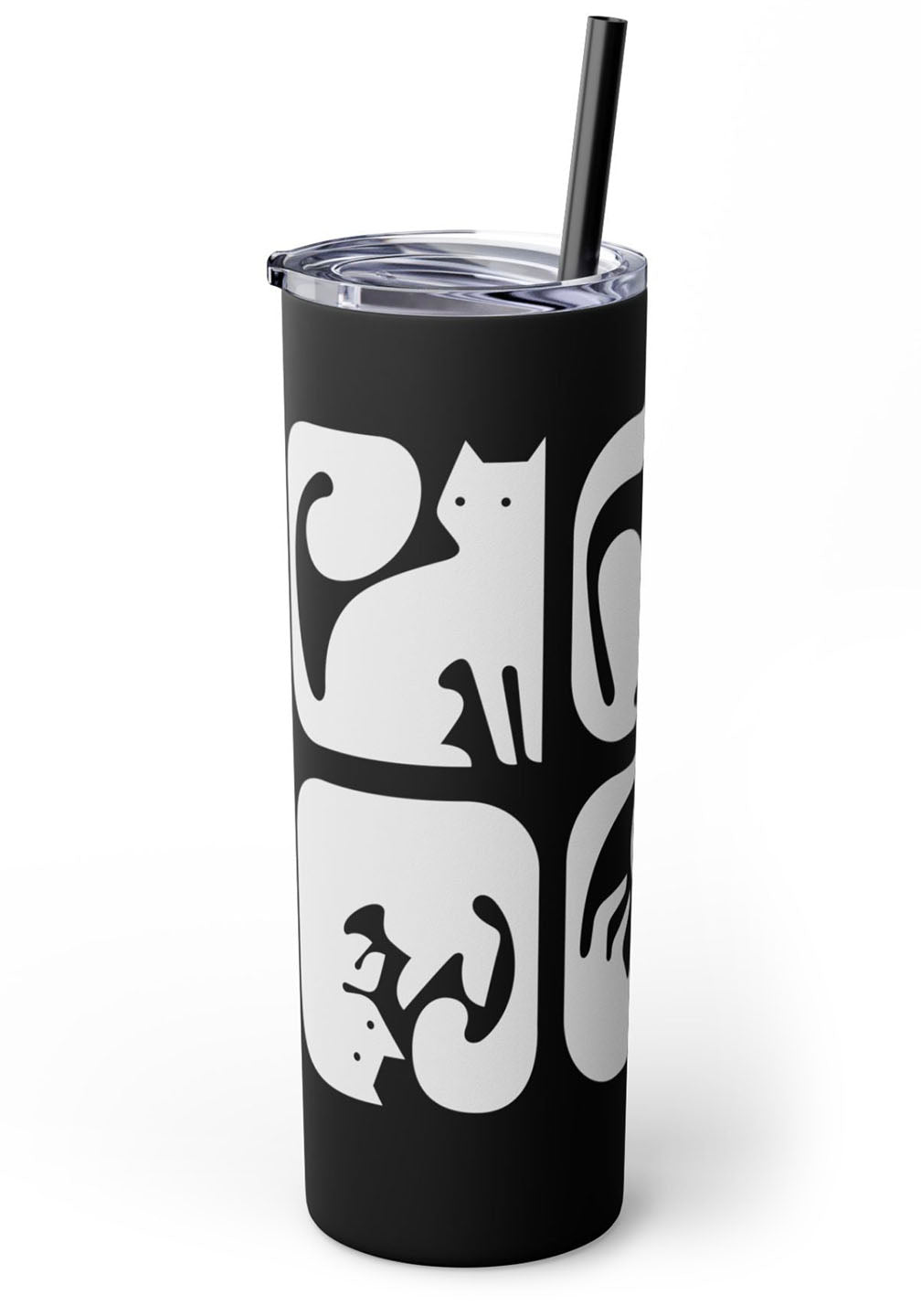 Graphic Cats Skinny Tumbler with Straw, 20oz