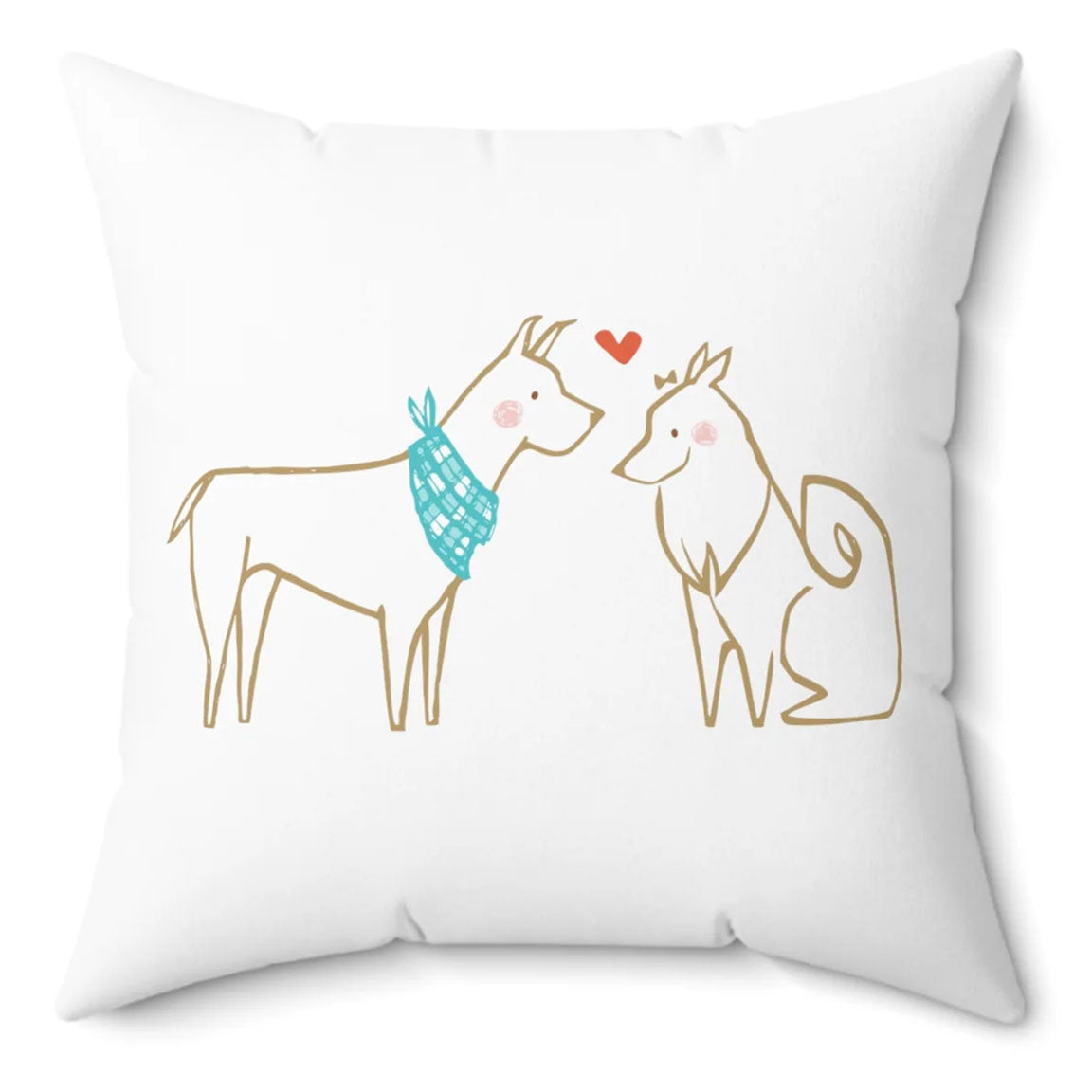 Dogs in Love Spun Polyester Square Pillow