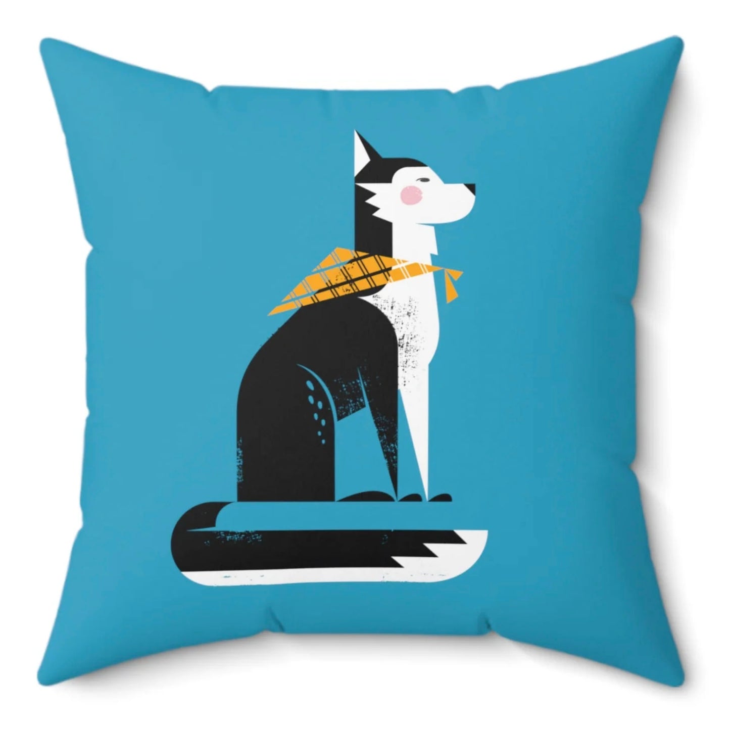 Sitting Husky Spun Polyester Square Pillow