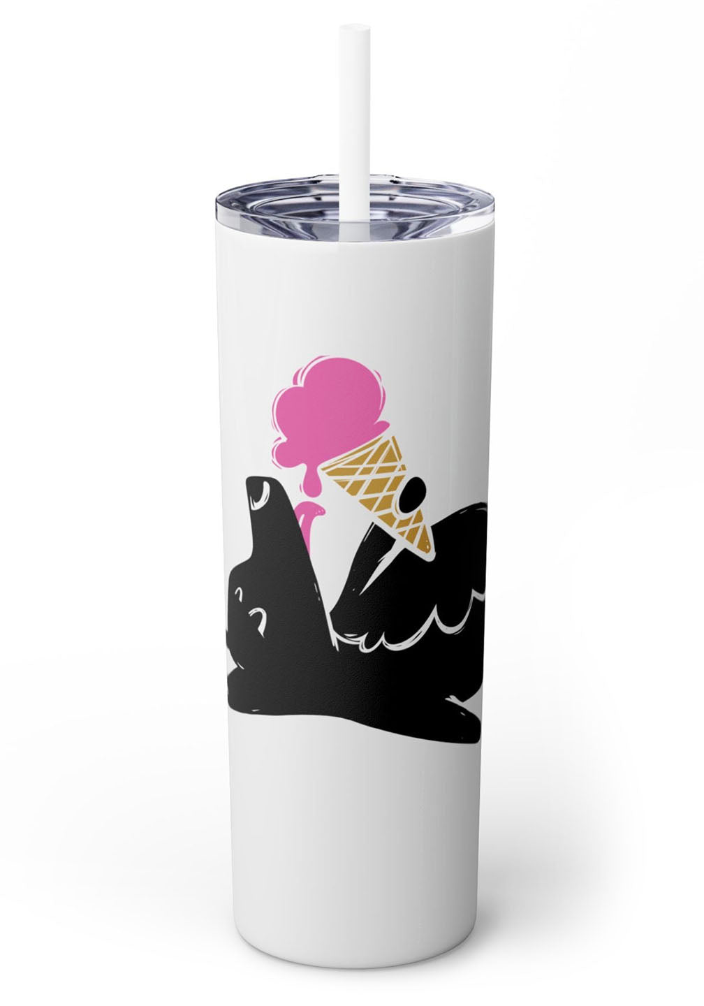 Icecream Pooch Skinny Tumbler with Straw, 20oz