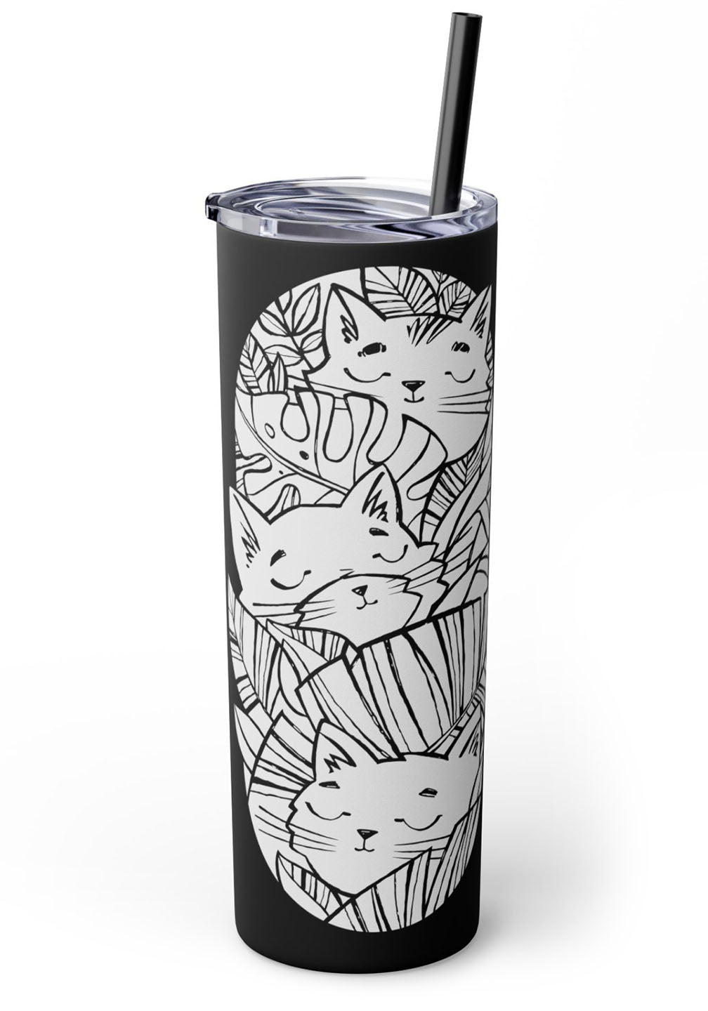 Jungle Cats Skinny Tumbler with Straw, 20oz