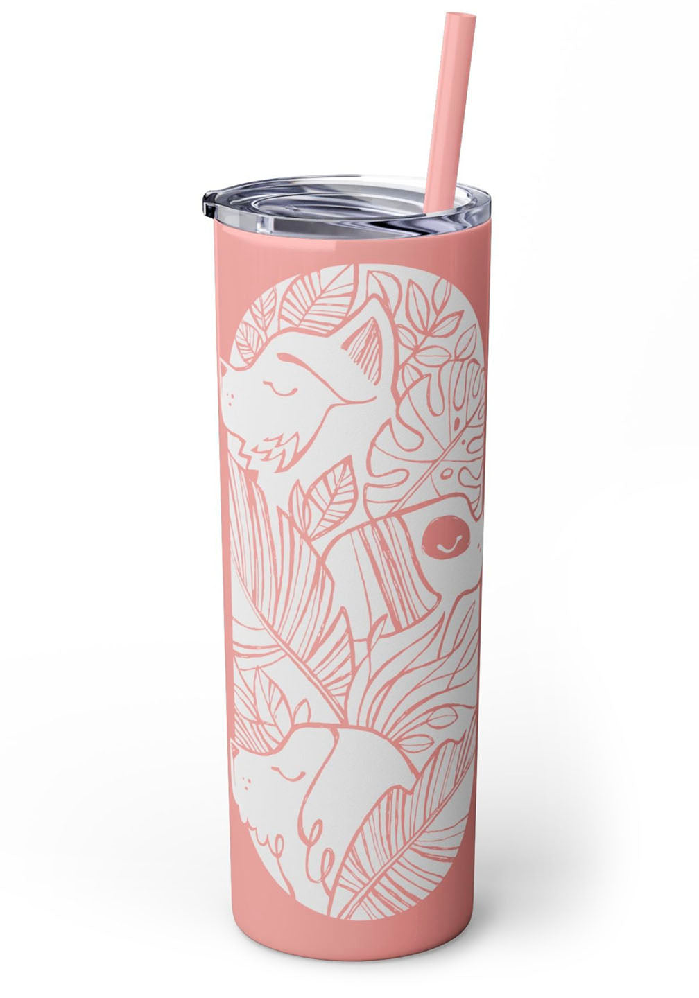 Jungle Dogs Skinny Tumbler with Straw, 20oz