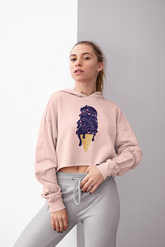 Kitty Cone Women’s Cropped Hooded Sweatshirt