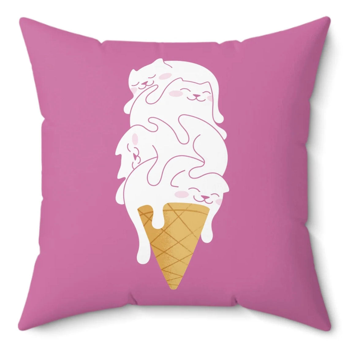 Kitty Cone Spun Polyester Square Pillow