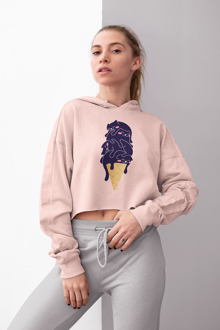Kitty Cone Women’s Cropped Hooded Sweatshirt