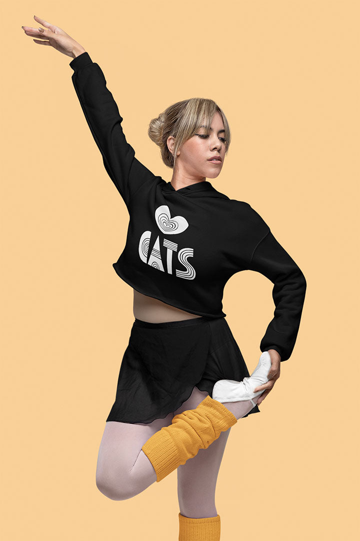 Love Cats Women’s Cropped Hooded Sweatshirt