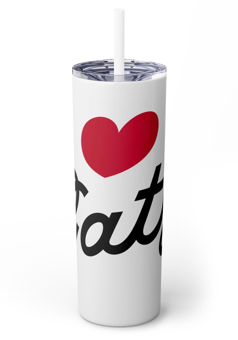 Love Cats Script Skinny Tumbler with Straw, 20oz