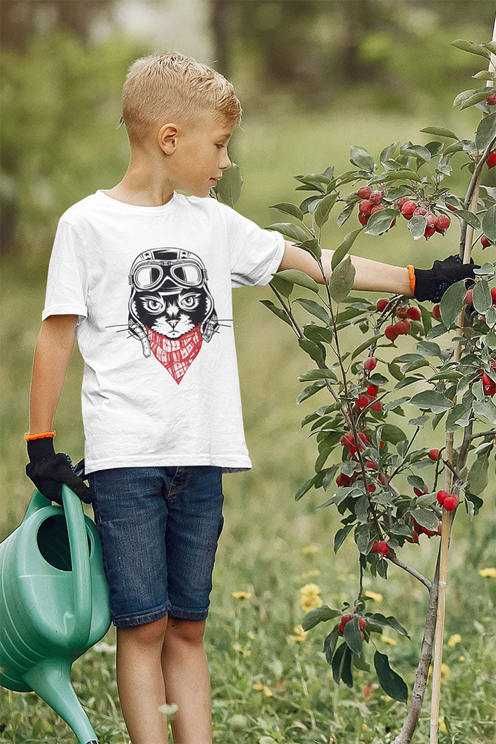 Motorcycle Cat Kid’s Heavy Cotton Graphic Tee