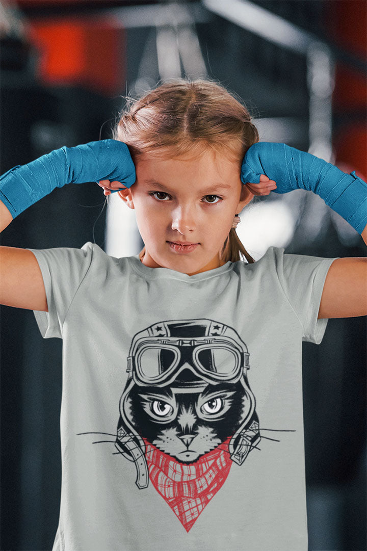 Motorcycle Cat Kid’s Heavy Cotton Graphic Tee