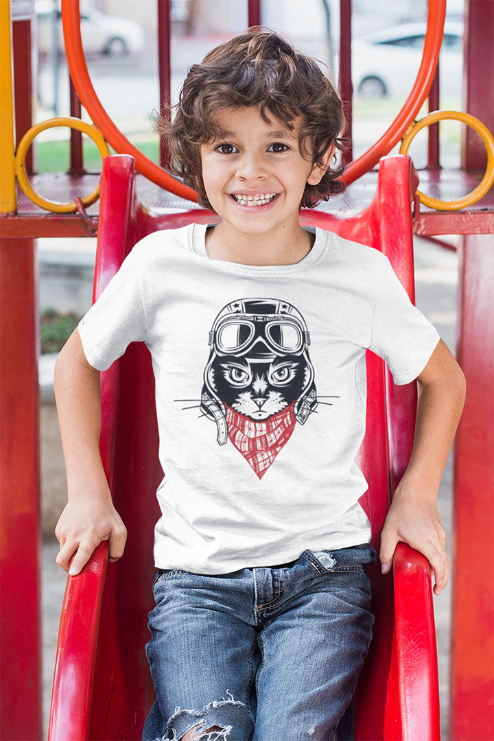 Motorcycle Cat Kid’s Heavy Cotton Graphic Tee