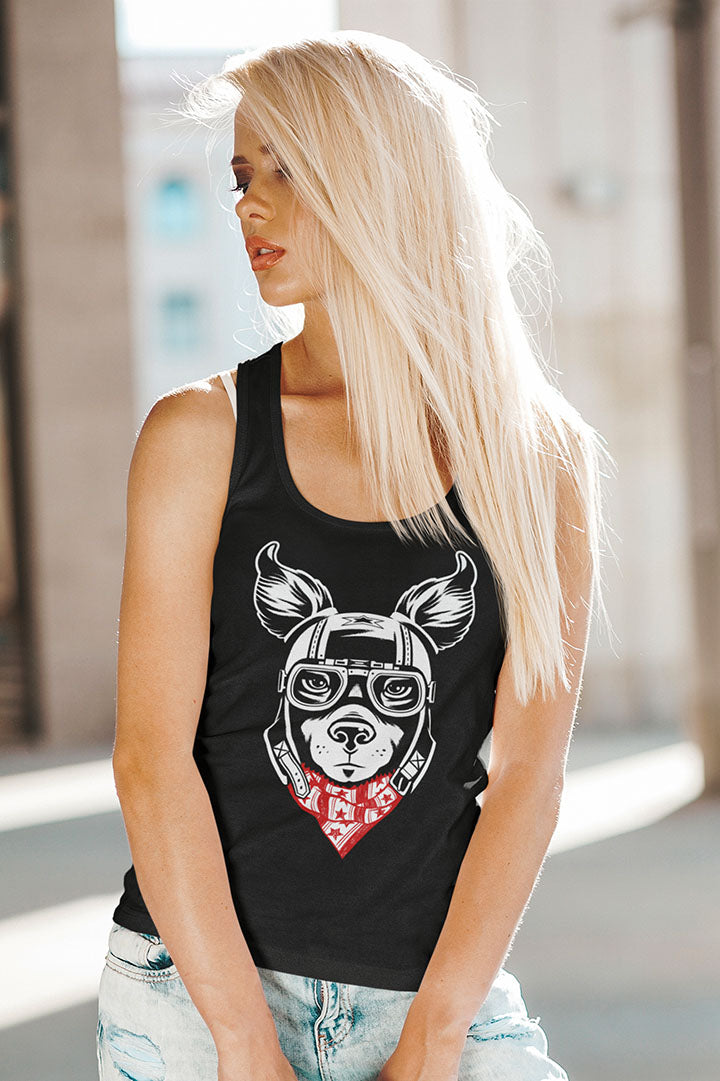 Motorcycle Dog Women's Racerback Tank Top