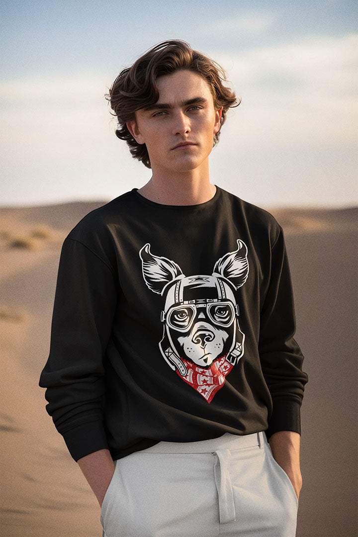 Motorcycle Dog Men's Heavy Blend Crewneck Sweatshirt