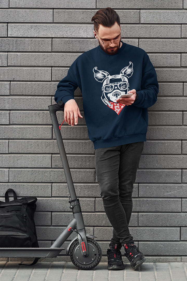 Motorcycle Dog Men's Heavy Blend Crewneck Sweatshirt