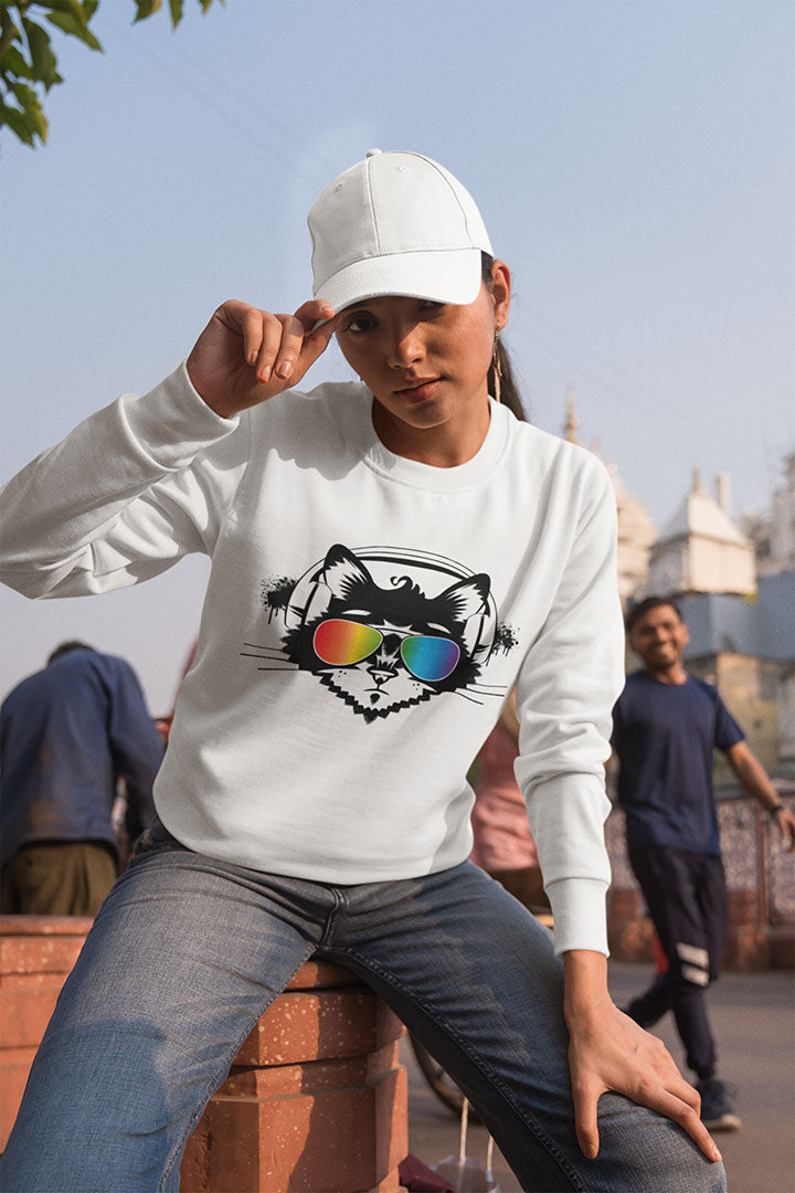 Music Cat Women's Heavy Blend Crewneck Sweatshirt