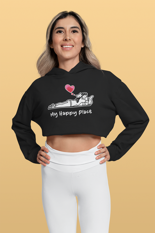 My Happy Place Cat Women’s Cropped Hooded Sweatshirt