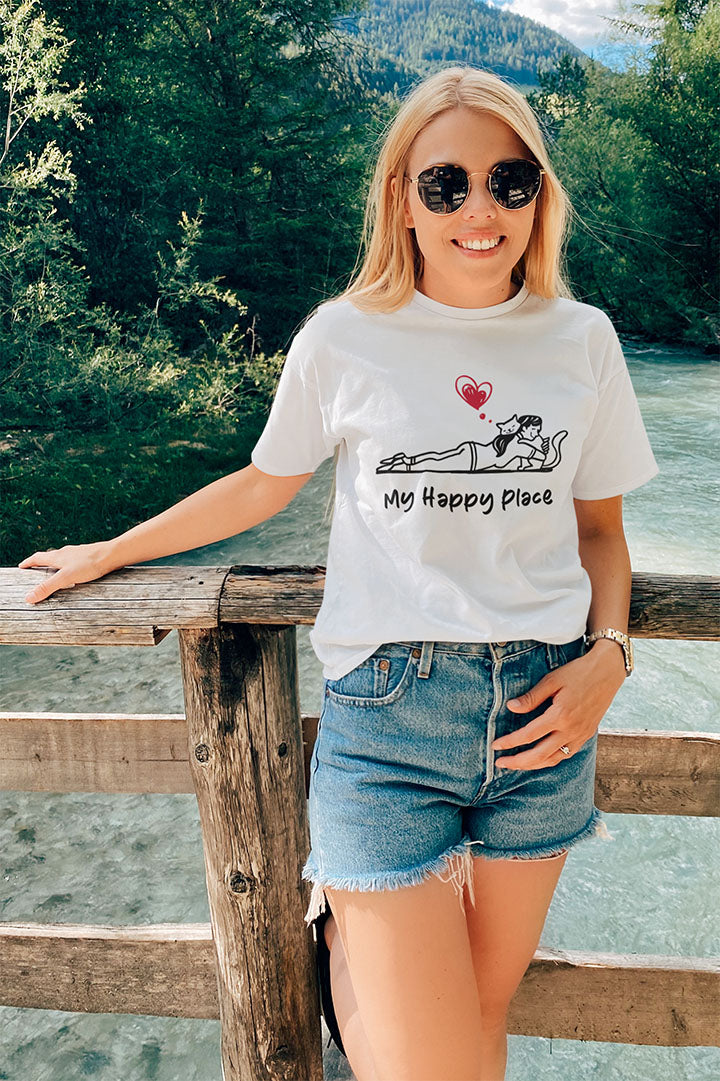My Happy Place Cat Women's Graphic Tee