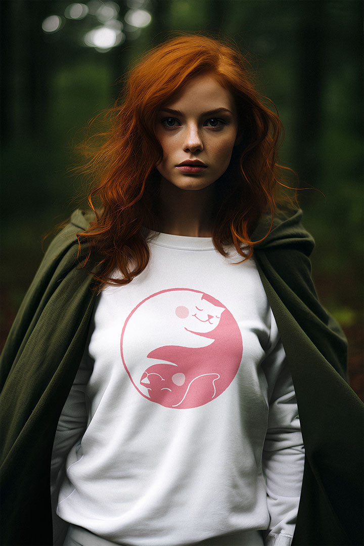 Pink Yin Yang Women's Heavy Blend Crewneck Sweatshirt