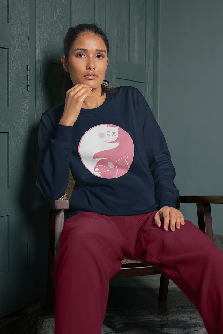 Pink Yin Yang Women's Heavy Blend Crewneck Sweatshirt