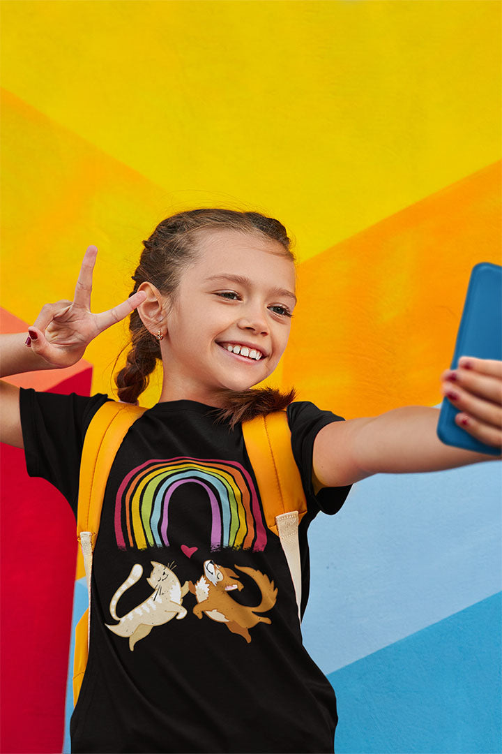 Rainbow Dog & Cat Kid's Heavy Cotton Tee