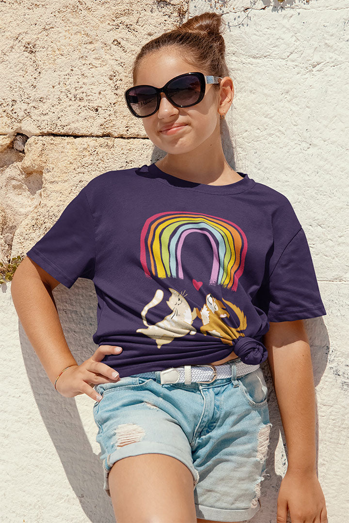 Rainbow Dog & Cat Kid's Heavy Cotton Tee