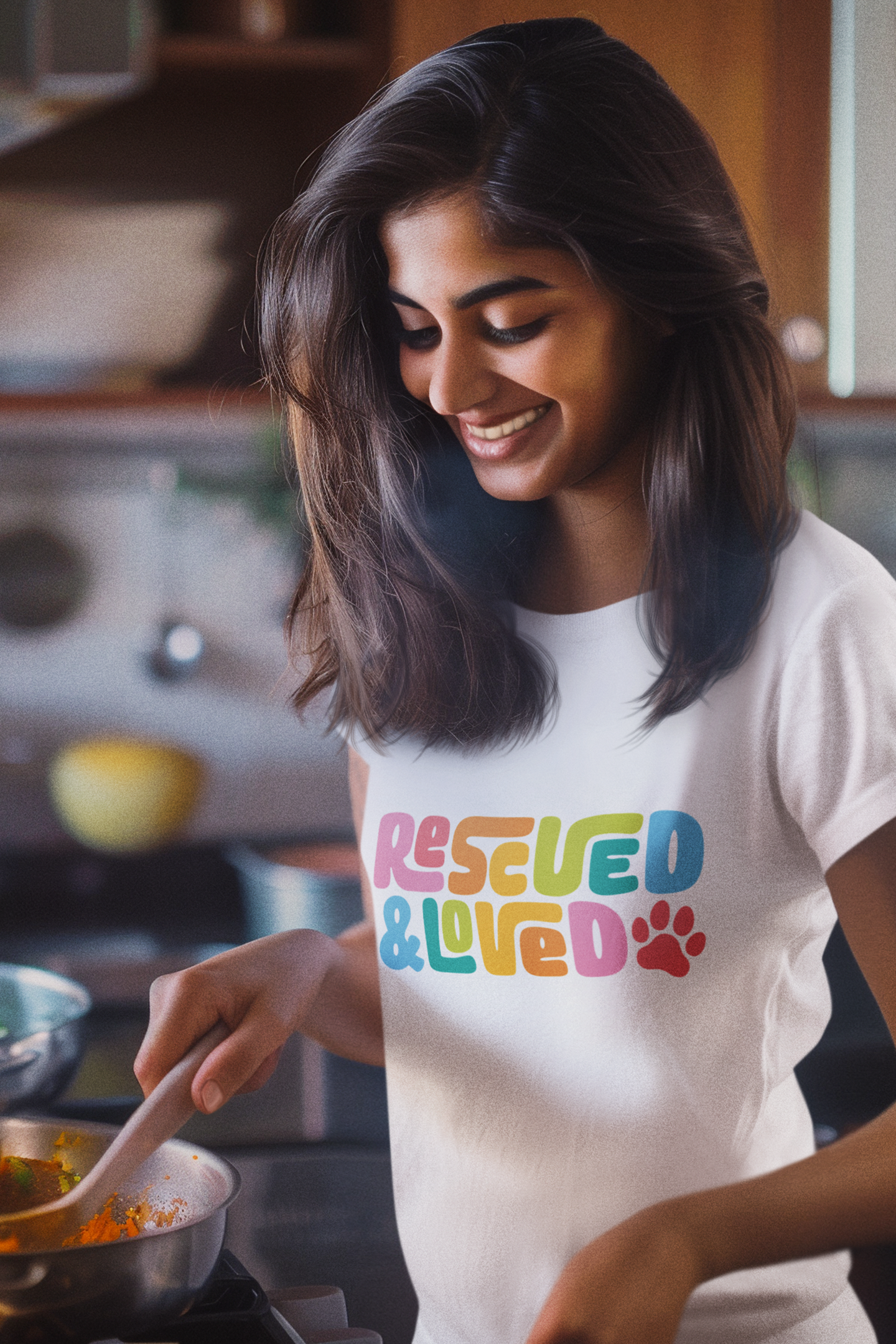 Rescued & Loved Women's Fitted Tee