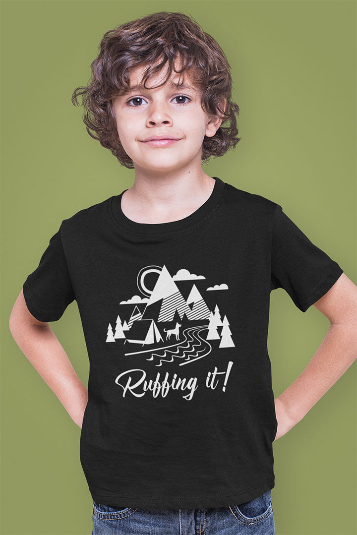 Cozy Camp Vibes: Ruffing It Kids' Graphic Tee!