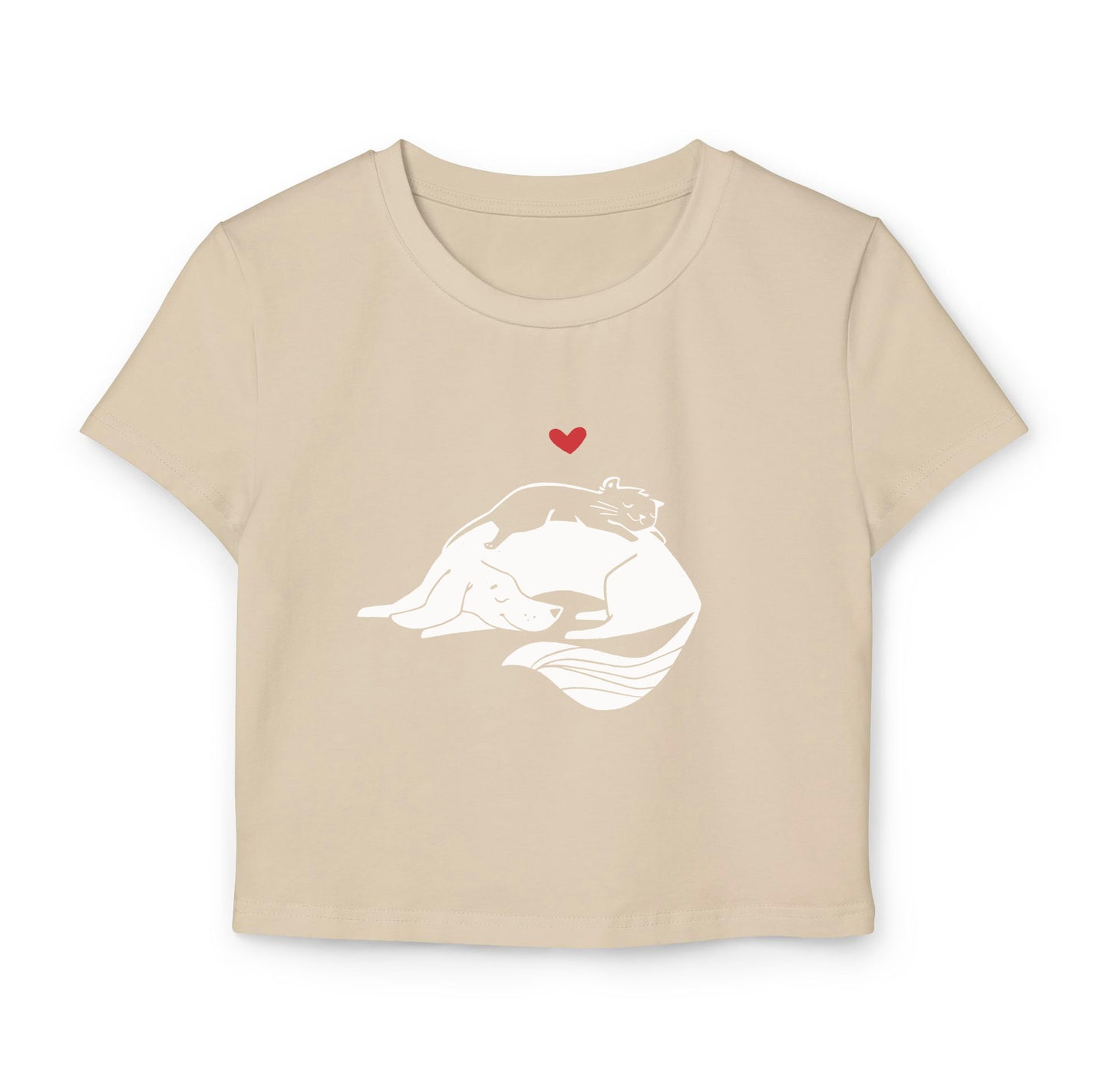 Cuddling Cat and Dog Women's Baby Tee