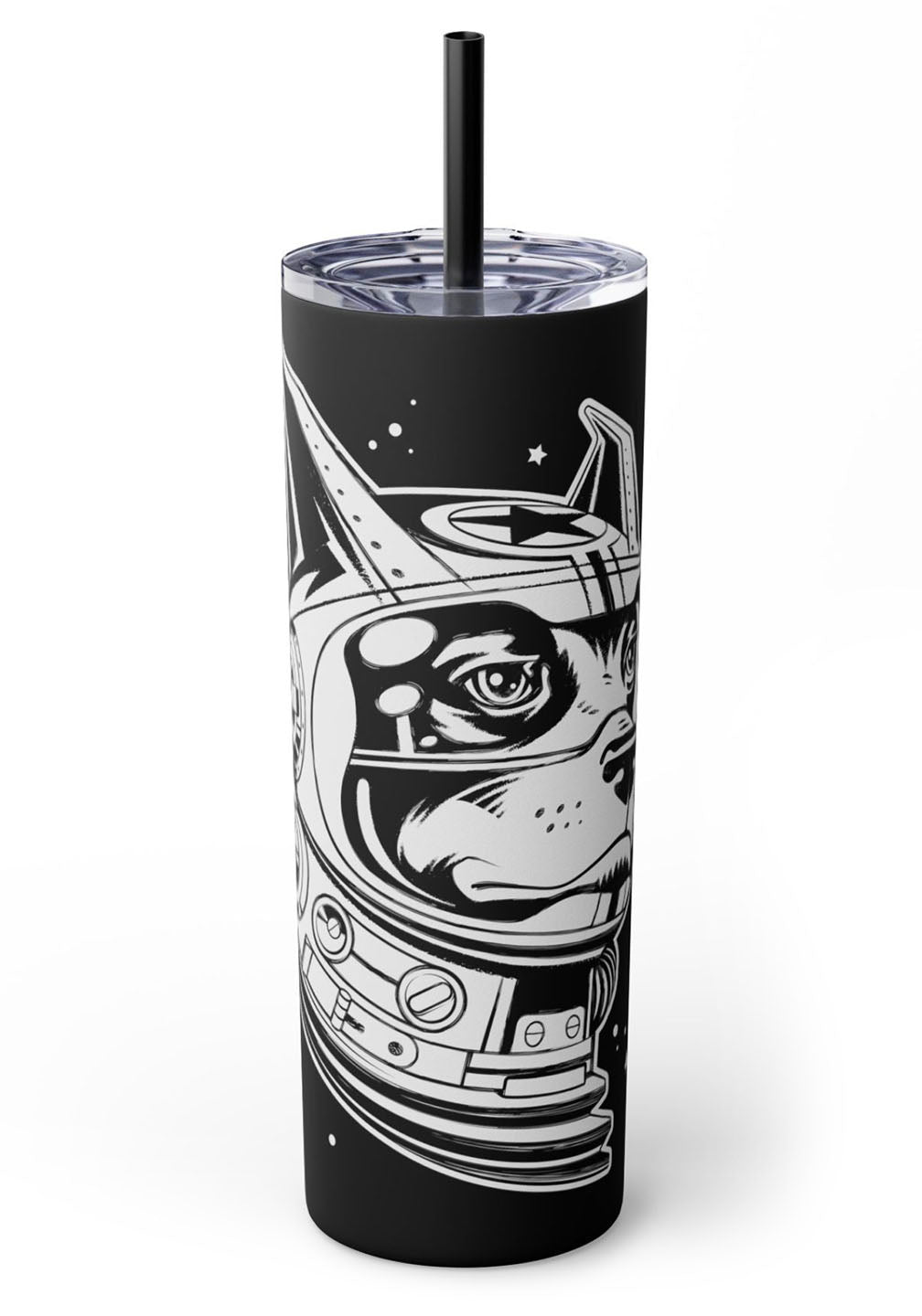 Space Dog Skinny Tumbler with Straw, 20oz