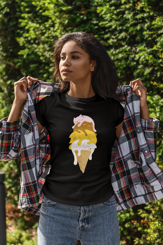 Colorful Kitty Cone Graphic Tee