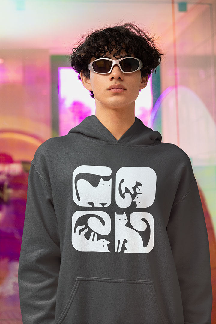 Cats Graphic Men's Hooded Sweatshirt