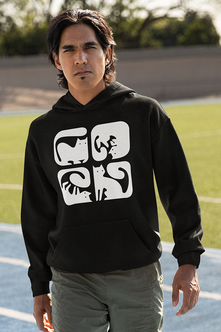 Cats Graphic Men's Hooded Sweatshirt
