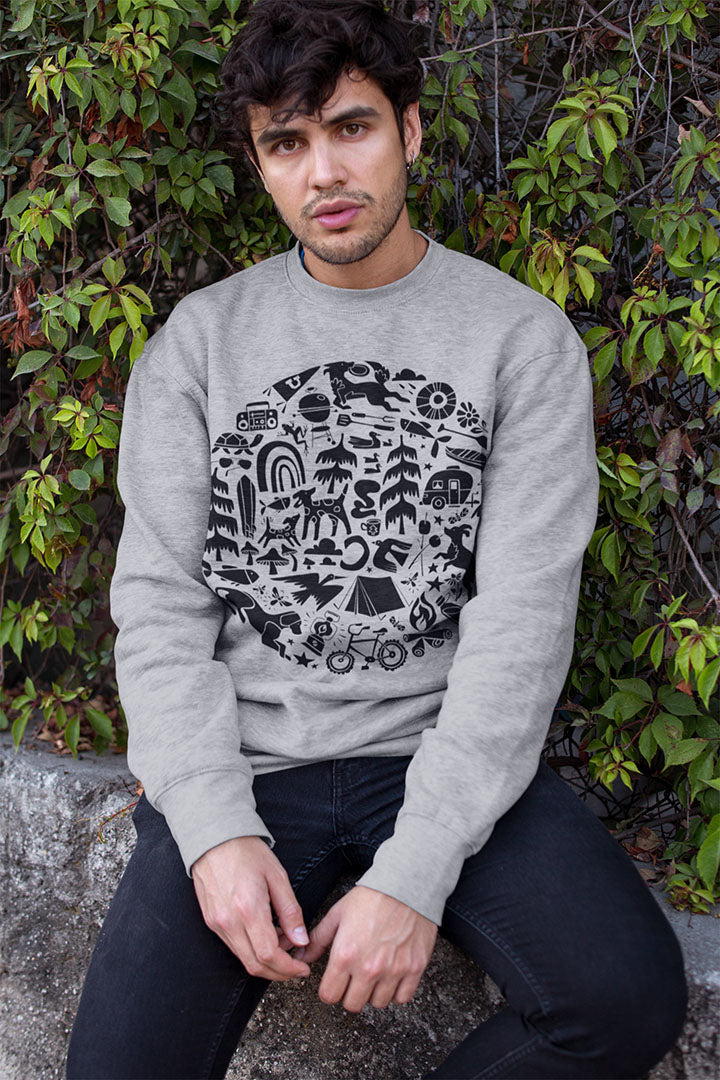 Camping Dogs Men's Heavy Blend Crewneck Sweatshirt