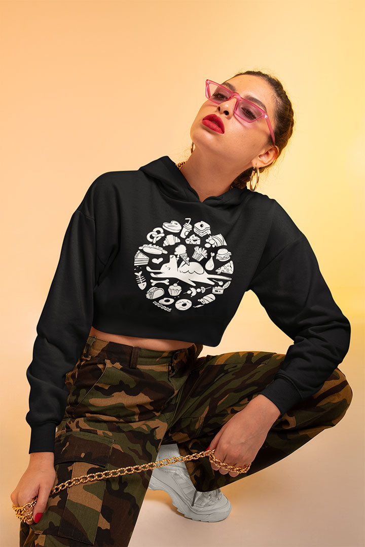 All Food is Dog Food Women's Cropped Hooded Sweatshirt