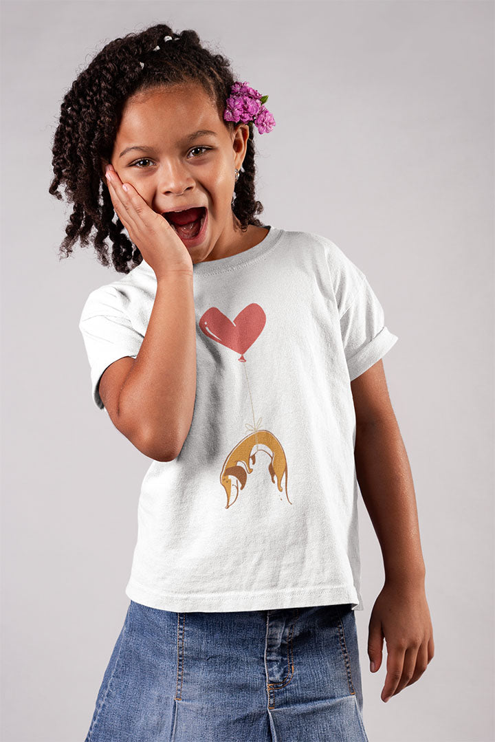 Weiner Dog Heart Strings Kids Heavy Cotton Graphic Tee