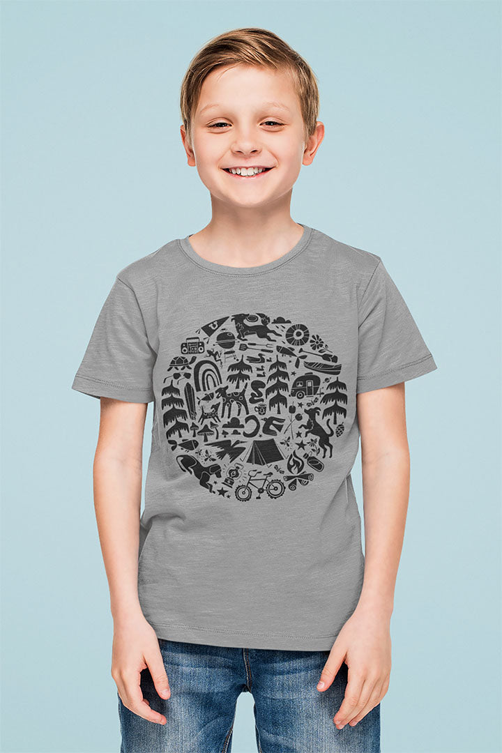 Camping Dogs Kids Heavy Cotton Graphic Tee
