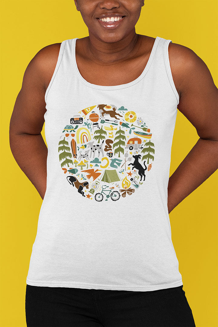 Camping Dogs Women's Racerback Tank Top