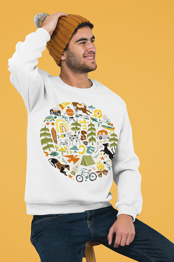 Camping Dogs Men's Heavy Blend Crewneck Sweatshirt