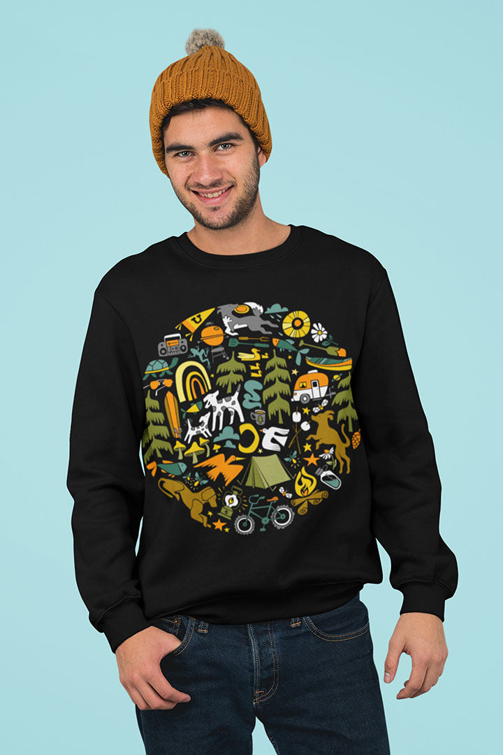 Camping Dogs Men's Heavy Blend Crewneck Sweatshirt