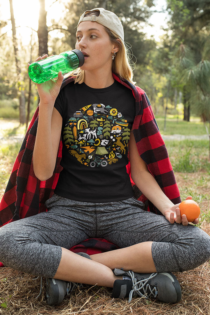 Camping Dogs Women's Graphic Tee