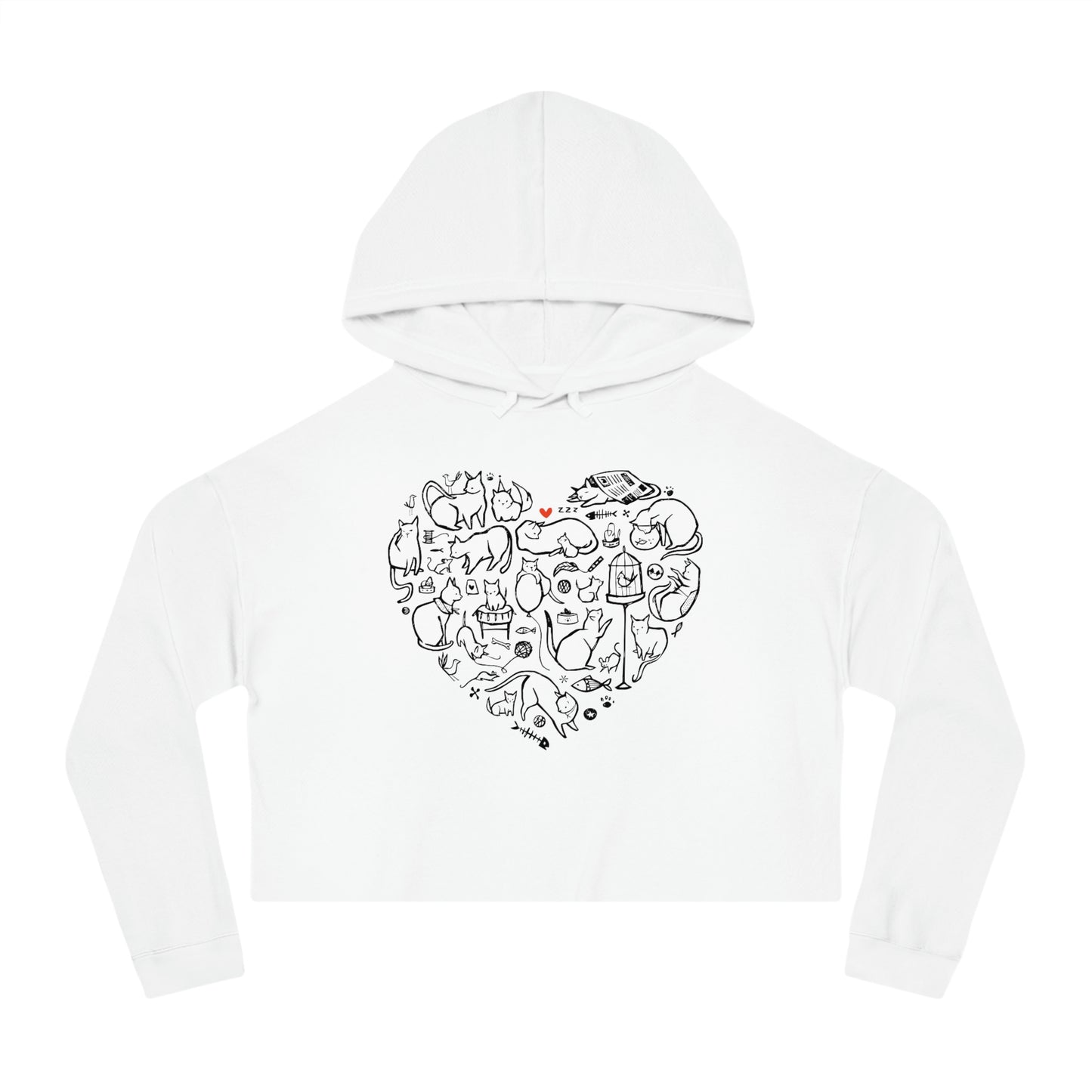 Cat Heart Women’s Cropped Hooded Sweatshirt