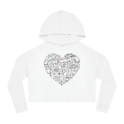 Cat Heart Women’s Cropped Hooded Sweatshirt