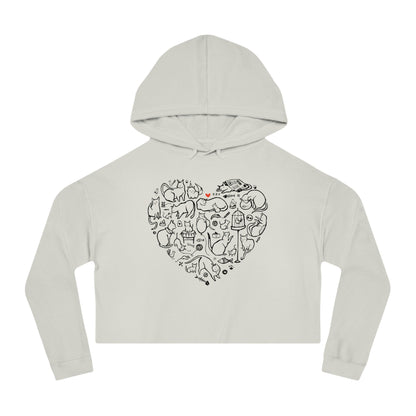 Cat Heart Women’s Cropped Hooded Sweatshirt