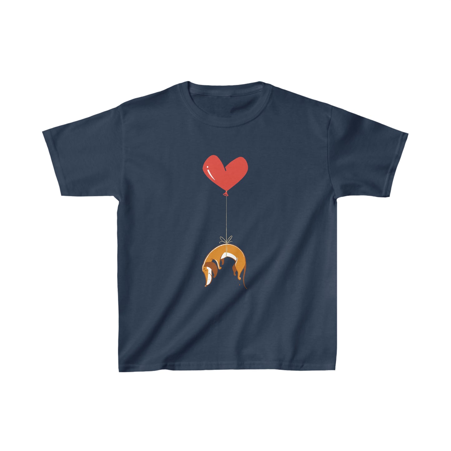 Weiner Dog Heart Strings Kids Heavy Cotton Graphic Tee