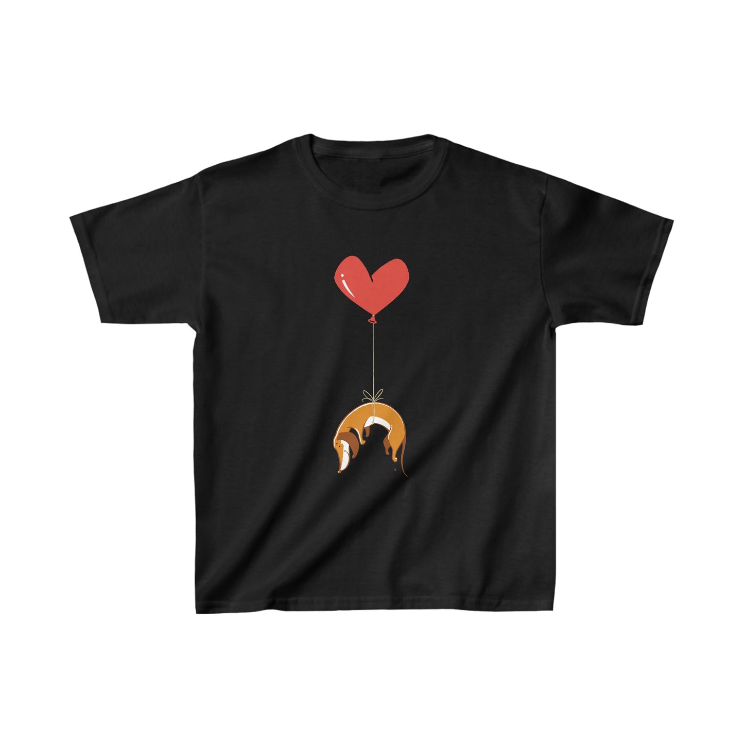 Weiner Dog Heart Strings Kids Heavy Cotton Graphic Tee